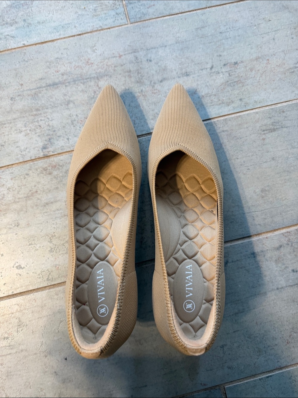 VIVAIA Women's Pointed Toe Kitten Heels in Beige